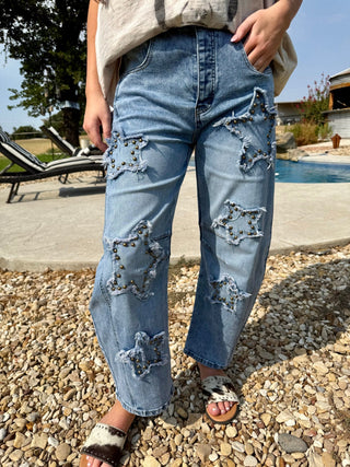 Studded Star Barrel Jeans - Barbwire n Bougie Boutique