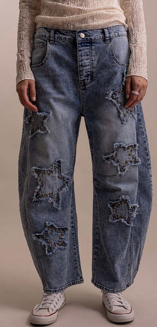 Studded Star Barrel Jeans - Barbwire n Bougie Boutique