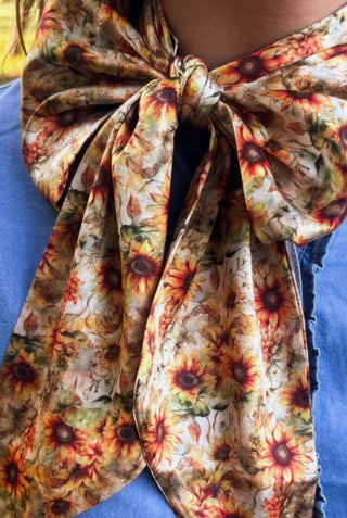 Sunflower Shine Latigo Twilly Scarf | Western Sunflower Neck Scarf - Barbwire n Bougie Boutique
