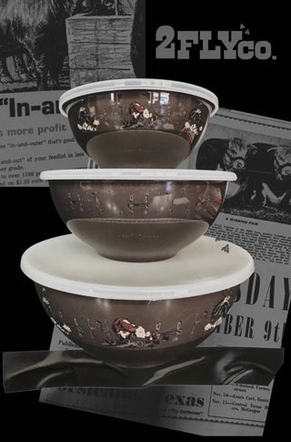 Super Fly Western Ranch Bowl Set with Lids – Cowboy & Hereford Cattle Print Nesting Kitchen Bowls - Barbwire n Bougie Boutique