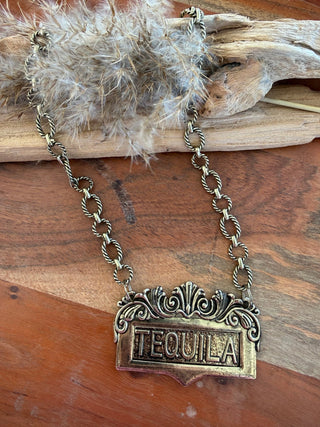 Tequila Talk Vintage Gold Statement Necklace - Barbwire n Bougie Boutique