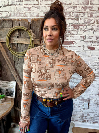 The Sunset Ranch Retro Long Sleeve Top - Barbwire n Bougie Boutique