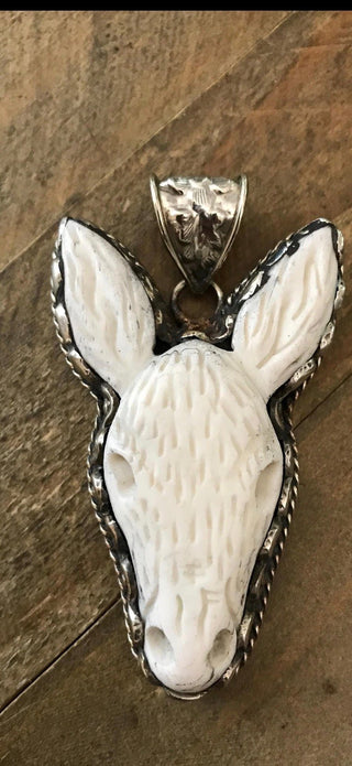 Tibetan Carved Sweet Ass Donkey Statement Pendant - Barbwire n Bougie Boutique