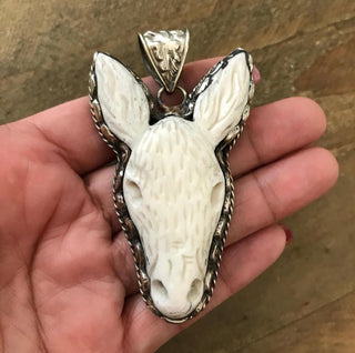 Tibetan Carved Sweet Ass Donkey Statement Pendant - Barbwire n Bougie Boutique