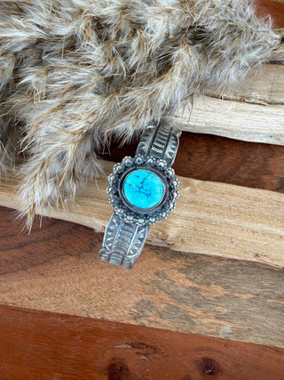 Tillie John Navajo Blue Ridge Turquoise Sterling Silver Cuff Bracelet - Barbwire n Bougie Boutique
