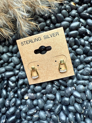 Tiny Gold Stirrup Earrings - Barbwire n Bougie Boutique