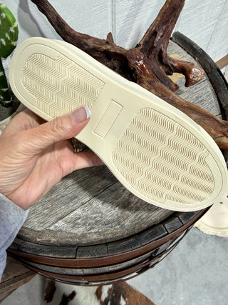 Tooled Floral Slip-On Sneakers – Cream Western Embossed Casual Shoes for Women - Barbwire n Bougie Boutique