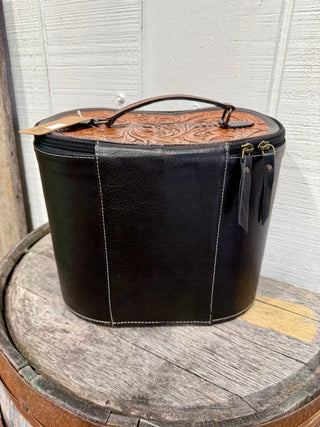 Tooled Leather Western Jewelry/Makeup Train Case – Cowboys & Rodeos Travel Organizer-Vegas-Casino - Barbwire n Bougie Boutique