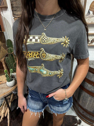 Tres Spur Graphic Tee | Vintage Cowgirl T-Shirt - Barbwire n Bougie Boutique