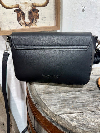 Trinity Ranch Black Brindle Cowhide Crossbody With Western Detail - Barbwire n Bougie Boutique