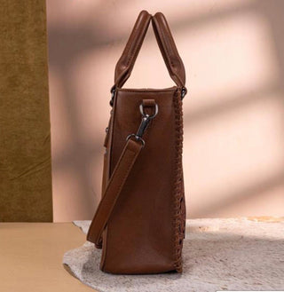 Trinity Ranch Floral Tooled Western Tote- Brown - Barbwire n Bougie Boutique