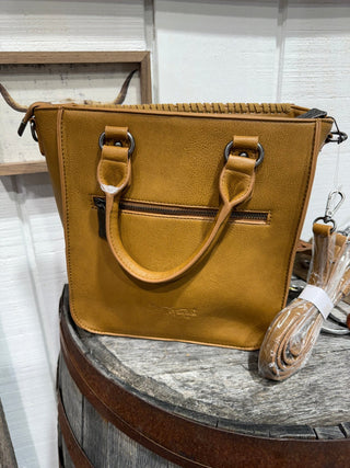 Trinity Ranch Floral Tooled Western Tote -Light Brown- Cognac - Barbwire n Bougie Boutique