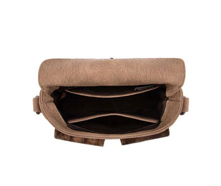 Trinity Ranch Hair-On Hide Crossbody Bag with Concho Pockets- Khaki - Barbwire n Bougie Boutique