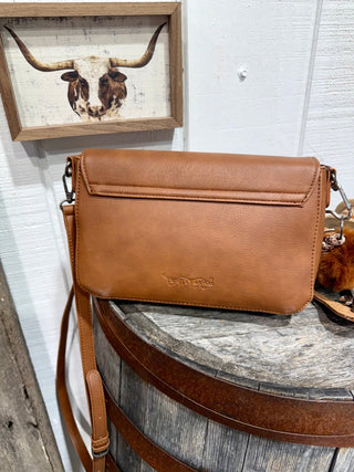 Trinity Ranch Hair-On Hide Crossbody Bag with Fleur-de-Lis Detail – Brown - Barbwire n Bougie Boutique