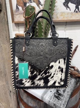 Trinity Ranch Midnight Rodeo Tooled Cowhide Tote Bag- Concealed Carry - Barbwire n Bougie Boutique