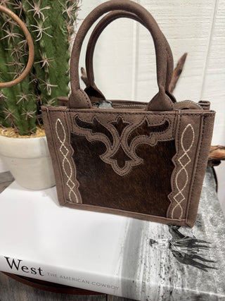 Trinity Ranch Prairie Hide Mini Crossbody Bag- Brown - Barbwire n Bougie Boutique