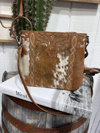 Trinity Ranch Saddle Trail Cowhide Crossbody Bag - Barbwire n Bougie Boutique