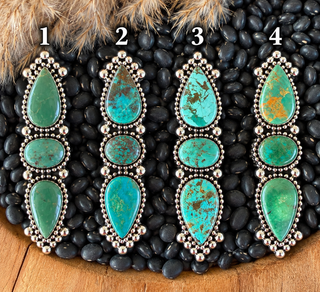 Triple Stone Turquoise Statement Ring – German Silver - Barbwire n Bougie Boutique