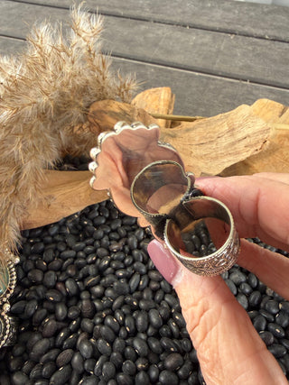 Triple Stone Turquoise Statement Ring – Tibetan German Silver - Barbwire n Bougie Boutique