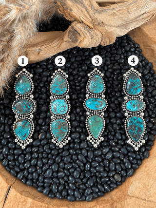 Triple Stone Turquoise Statement Ring – Tibetan German Silver - Barbwire n Bougie Boutique