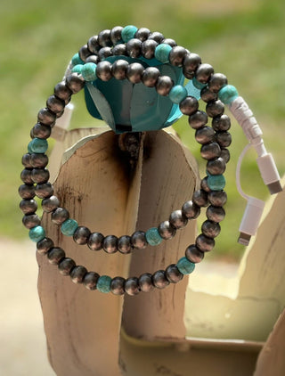 Turquoise and Navajo Pearl Style Car Charger - Barbwire n Bougie Boutique