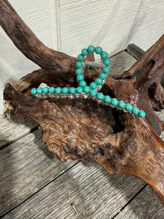 Turquoise Beaded Metal Hair Claw Clip | Western Cowgirl Hair Accessory - Barbwire n Bougie Boutique