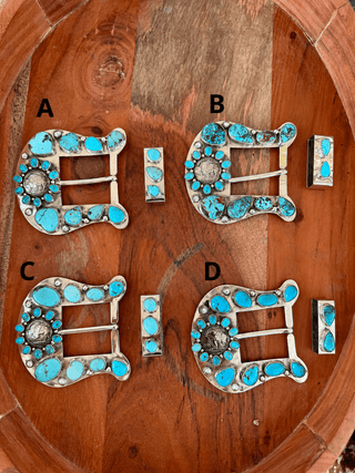 Turquoise Buffalo Nickel Custom Belt Buckle Set - Barbwire n Bougie Boutique