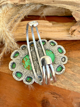 Turquoise Cluster Statement Cuff – Fashion Jewelry - Barbwire n Bougie Boutique