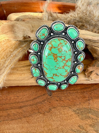 Turquoise Cluster Statement Cuff – Fashion Jewelry - Barbwire n Bougie Boutique