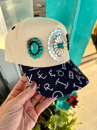 Turquoise Concho Cattle Brand Babe Trucker Hat - Barbwire n Bougie Boutique