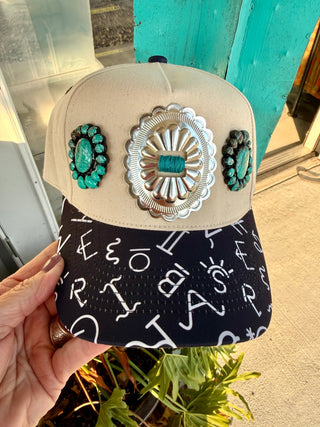 Turquoise Concho Cattle Brand Babe Trucker Hat - Barbwire n Bougie Boutique