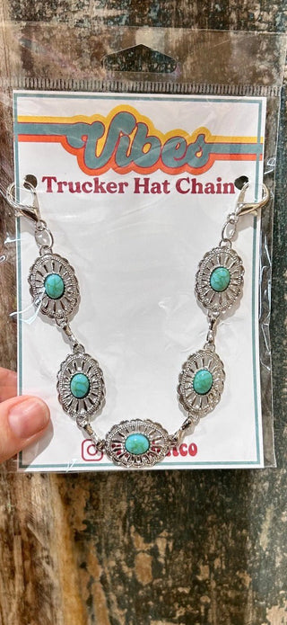 Turquoise Concho Trucker Hat Chain - Barbwire n Bougie Boutique