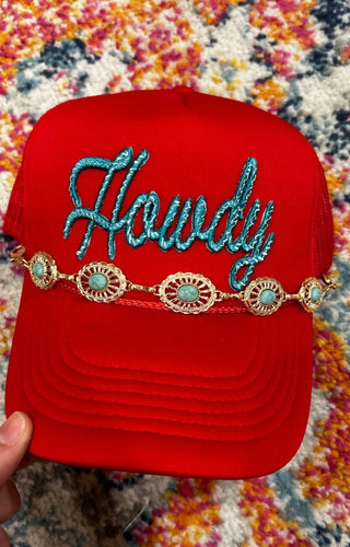 Turquoise Concho Trucker Hat Chain - Barbwire n Bougie Boutique