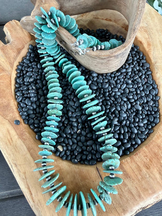 Turquoise Disc Bead Long Layering Necklace-42” - Barbwire n Bougie Boutique