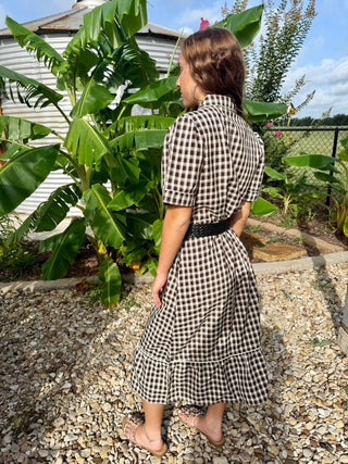 Turquoise Haven Black Gingham Western Pearl Snap Dress - Barbwire n Bougie Boutique