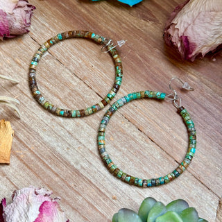 Turquoise Heishi Hoop Earrings - Barbwire n Bougie Boutique