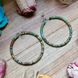 Turquoise Heishi Hoop Earrings - Barbwire n Bougie Boutique