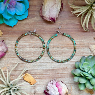 Turquoise Heishi Hoop Earrings - Barbwire n Bougie Boutique