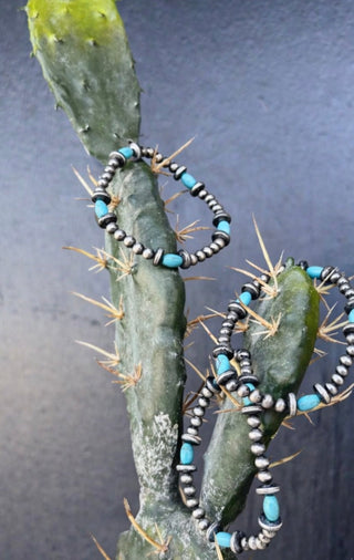 Turquoise & Navajo Pearl Style Stretch Bracelet | Western Stackable Cowgirl Bracelet | Southwestern Jewelry - Barbwire n Bougie Boutique