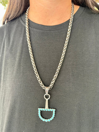 Turquoise Snaffle Bit Pendant Chain Necklace-2 Colors - Barbwire n Bougie Boutique