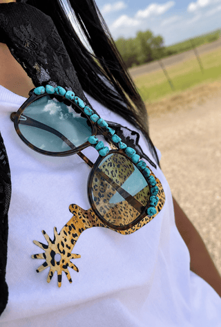 Turquoise Stone Embellished Oversized Sunglasses | Western Statement Shades - Barbwire n Bougie Boutique