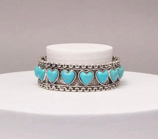 Turquoise Sweetheart Western Stretch Bracelet - Barbwire n Bougie Boutique