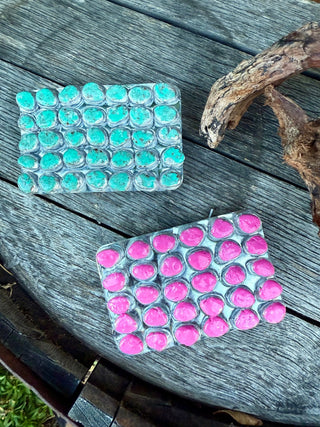 Turquoise/Pink Clay Belt Buckle - Barbwire n Bougie Boutique
