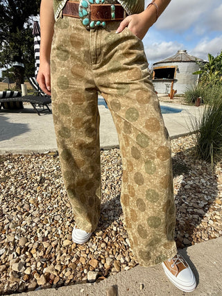 Vintage Dot Wide Leg Denim Barrel Pants - Barbwire n Bougie Boutique