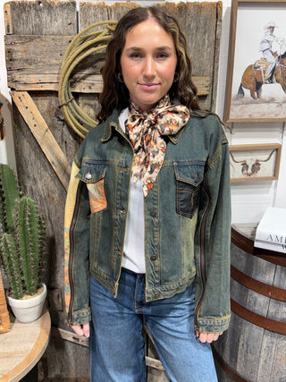 Vintage Rodeo Print Denim Jacket | Western Bucking Horse Jacket - Barbwire n Bougie Boutique