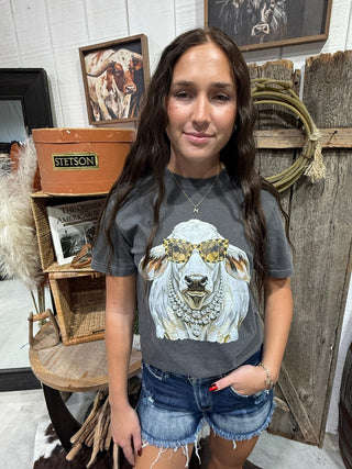 Watercolor Brahman Bull Bougie Graphic Tee | Western Cowgirl Shirt - Barbwire n Bougie Boutique