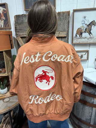 West Coast Rodeo Satin Bomber Jacket- Rust - Barbwire n Bougie Boutique