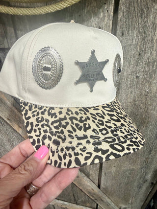 Western Abilene Marshal Badge Leopard Trucker Hat- Only One! - Barbwire n Bougie Boutique