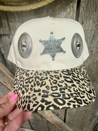 Western Abilene Marshal Badge Leopard Trucker Hat- Only One! - Barbwire n Bougie Boutique