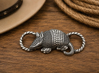 Western Armadillo Scarf/Twilly Charm | Silver Southwestern Wild Rag Slide Accessory - Barbwire n Bougie Boutique